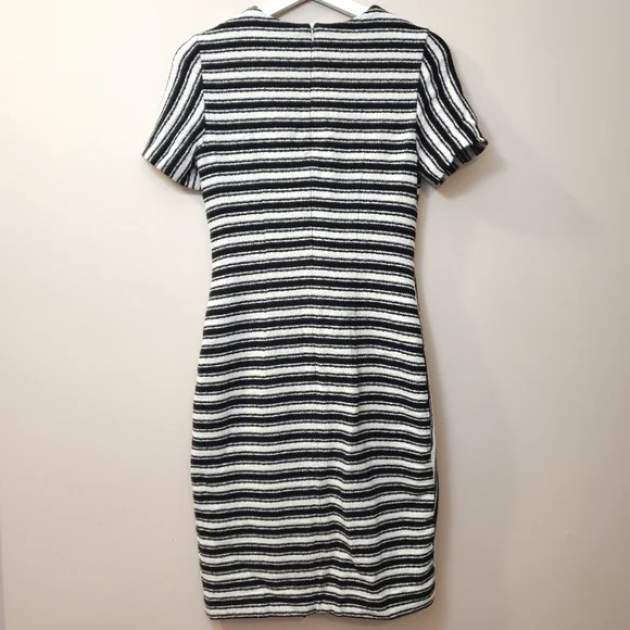 Hugo Boss - Haripela Black and White Striped Sheath Dress - Size 4 - Picture 7 of 9
